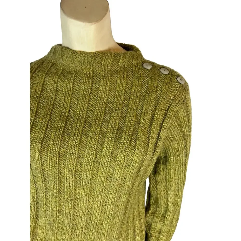 Oona New England green Sweater Acrylic Mohair Gorpcore Casual Ribbed Twee